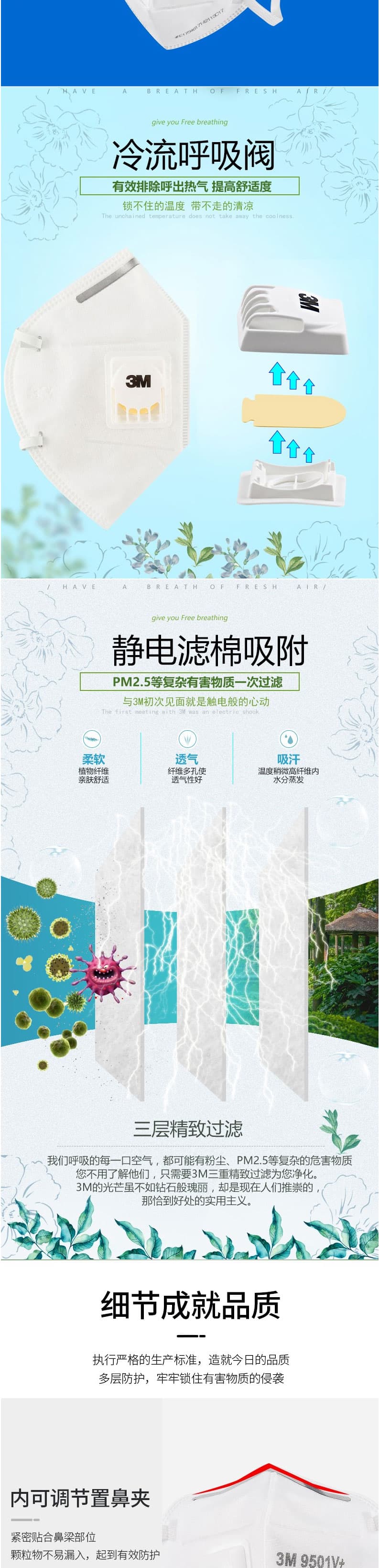 3M 9501V+ 防PM2.5顆粒物口罩
