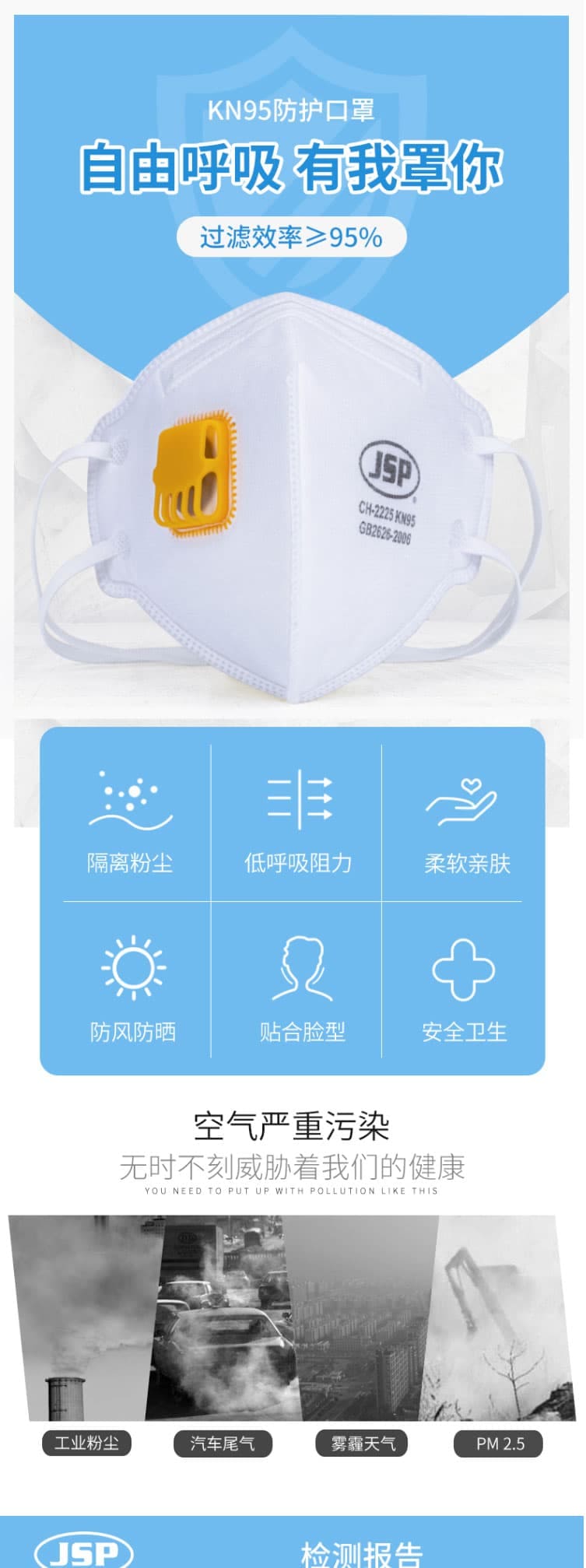 潔適比 04-22227 CH-2225V頭戴式帶閥防塵口罩