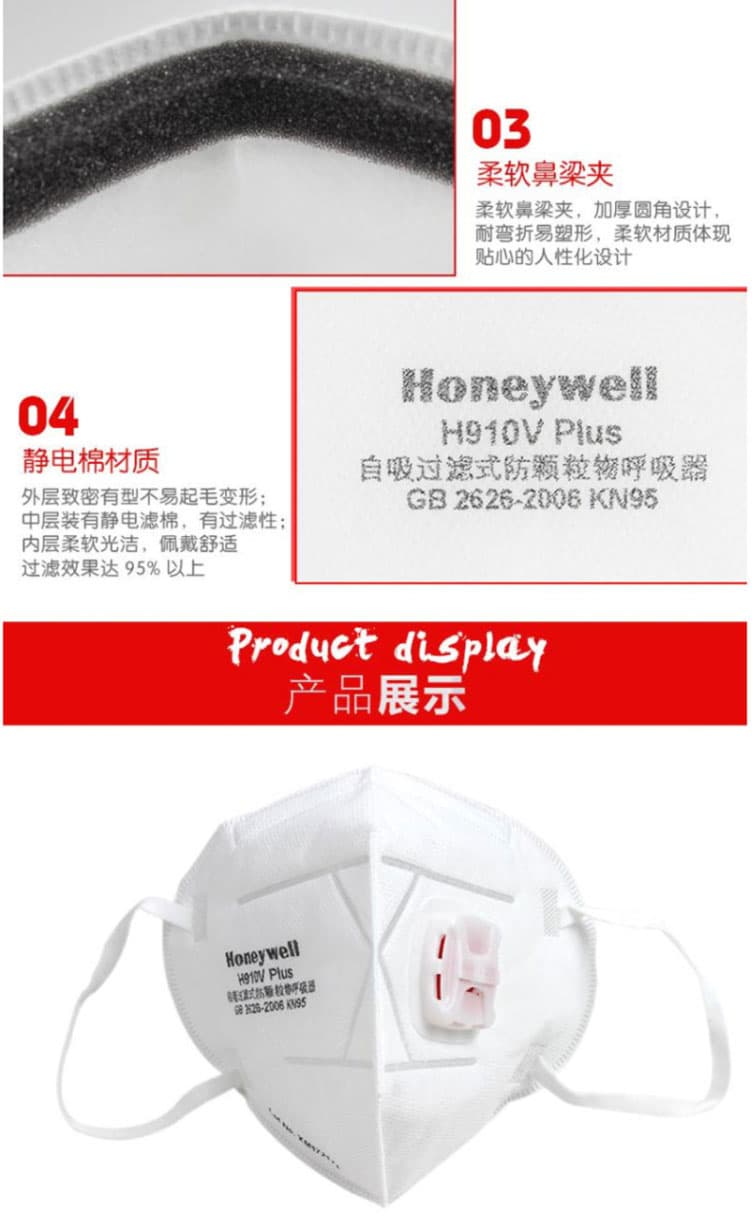 霍尼韋爾 H1009101V H910V plus KN95 折疊式口罩
