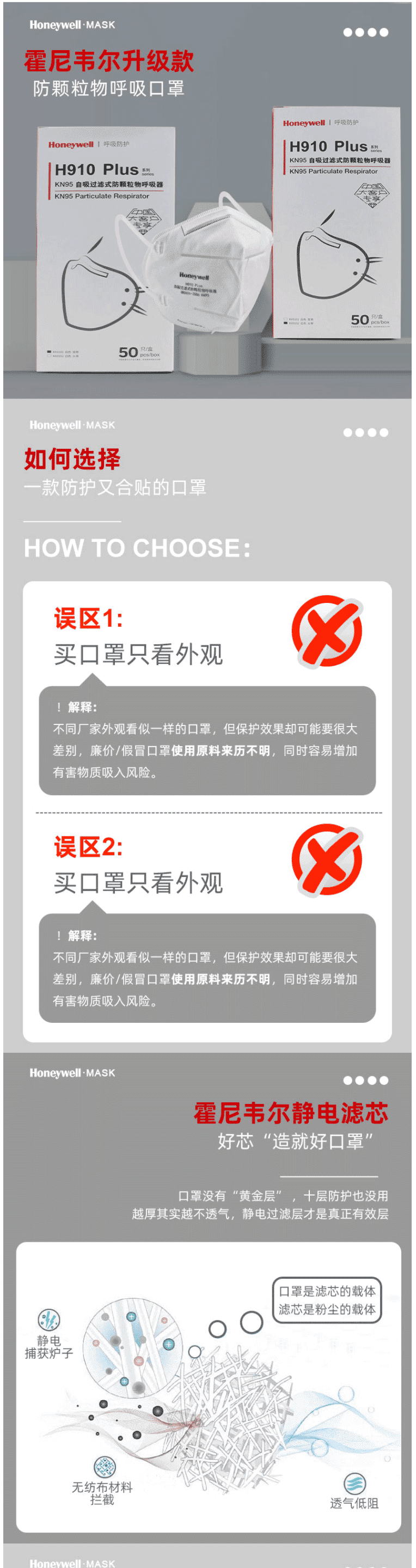 霍尼韋爾 H910Plus KN95 防霧霾 防沙塵口罩