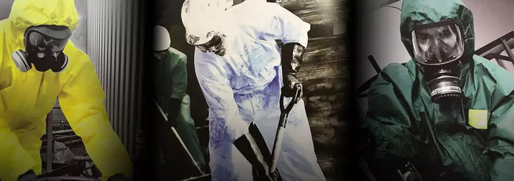 穿戴重型防化服，做好防護(hù)安全措施